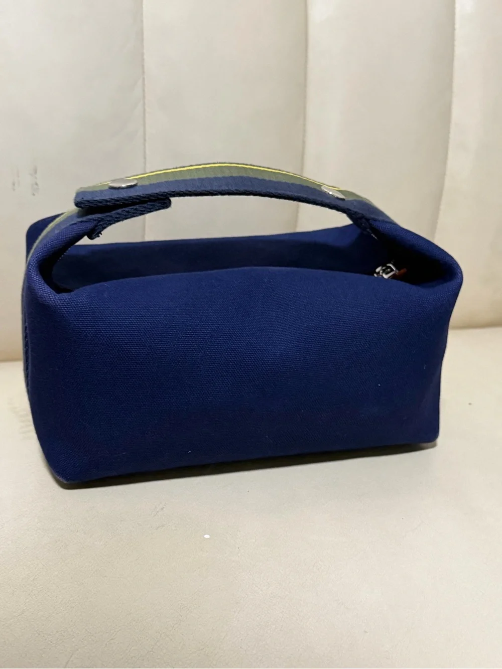 Hermes Navy and Blue Logo Satchel